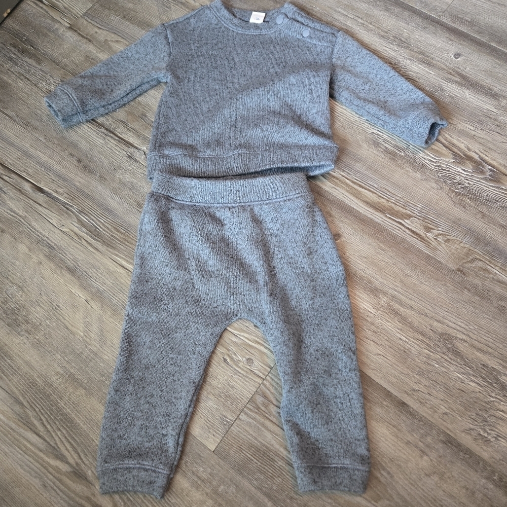 12-18 M Boys Cozy Gray Baby Sweater and Pants Set